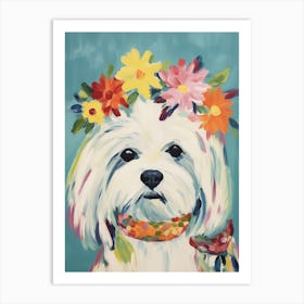 Maltese Portrait With A Flower Crown, Matisse Painting Style 3 Art Print