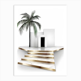 White House With Palm Tree Art Print