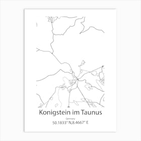 Konigstein Im Taunus,Germany Minimalist Map Art Print