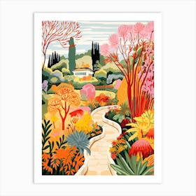 Huntington Library, Art Collections, And Botanical Gardens, Usa In Autumn Fall Illustration 0 Art Print