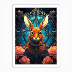 Rabbit With Roses 1 Art Print