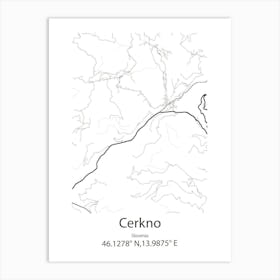 Cerkno,Slovenia Minimalist Map Art Print