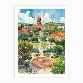 Storybook Illustration The University Of Austin Texas 4 Art Print