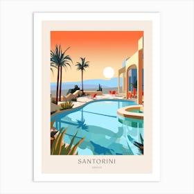 Santorini, Greece 4 Midcentury Modern Pool Poster Art Print