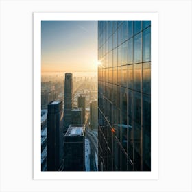 A Picture Of A Contemporary Office Building Its Sleek Facade Reflecting The Early Morning Sunlight (5) Art Print