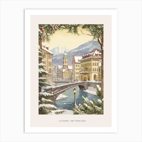 Vintage Winter Poster Lucerne Switzerland 2 Art Print