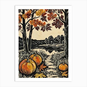 Pumpkins In The Woods 1 Art Print