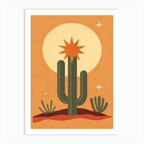 Cactus In The Desert Illustration 2 Art Print