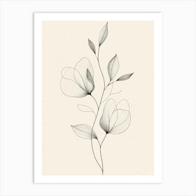 Black And White Flower Drawing Art Print