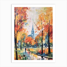 Autumn City Park Painting Battersea Park London 1 Art Print