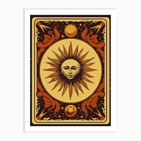 The Sun Tarot Card, Vintage 1 Art Print