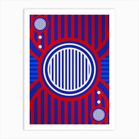 Geometric Glyph in White on Red and Blue Array n.0067 Art Print