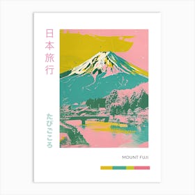 Mount Fuji Japan Retro Duotone Silkscreen Poster 4 Art Print