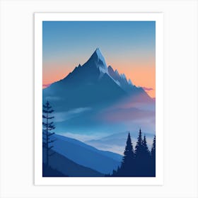 Misty Mountains Vertical Composition In Blue Tone 110 Art Print