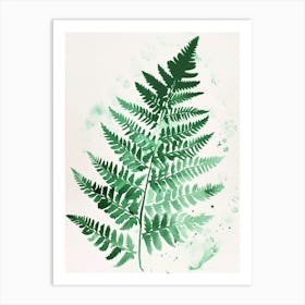 Green Ink Painting Of A Holly Fern 2 Art Print