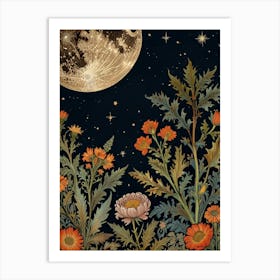 Moon In Forest Style William Morris 2 Art Print