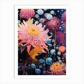 Surreal Florals Asters 8 Flower Painting Art Print
