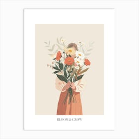 Bloom And Grow Spring Girl With Wild Flowers 8 Art Print
