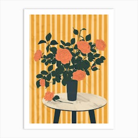 Roses Flowers On A Table   Contemporary Illustration 4 Art Print