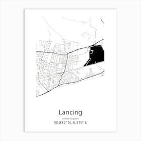 Lancing,United Kingdom Minimalist Map Art Print