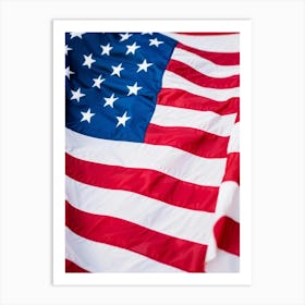 American Flag Unfurling In The Breeze Colors Transitioning From Rippled White At The Top To Rippled 2 1 Art Print