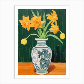 Flowers In A Vase Still Life Painting Daffodil 4 Art Print