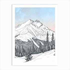 Mount Greylock Usa Color Line Drawing (2) Art Print