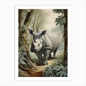 Rhino Realistic Illustration 4 Art Print