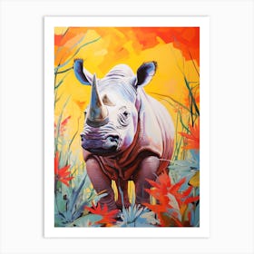 Rhino In The Wild Colour Burst 1 Art Print
