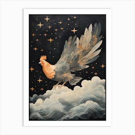 Chicken 2 Gold Detail Painting Art Print