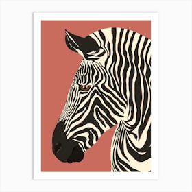Jungle Safari Zebra on Rose Art Print