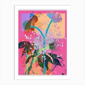 Baby S Breath 3 Neon Flower Collage Art Print
