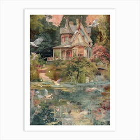 Fairytale Monet Pond Scrapbook Collage 6 Art Print