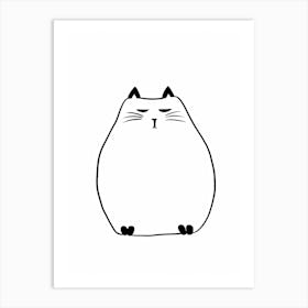 Cat Line Drawing Sketch 9 Art Print