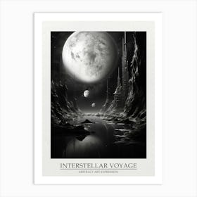 Interstellar Voyage Abstract Black And White 11 Poster Art Print