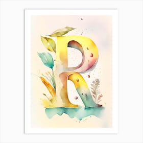 R  Letter, Alphabet Storybook Watercolour 2 Art Print