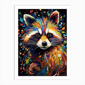 A Forest Raccoon Vibrant Paint Splash 2 Art Print