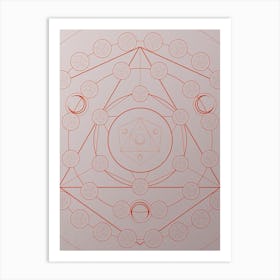 Geometric Abstract Glyph Circle Array in Tomato Red n.0213 Art Print