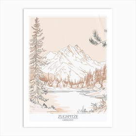 Zugspitze Germany Color Line Drawing Drawing 8 Poster Art Print