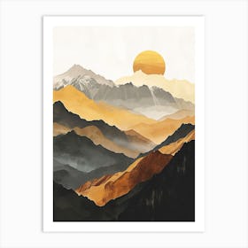 Sunset In The Mountains Peaks 1 Art Print