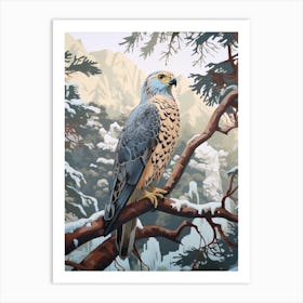 Winter Falcon 3 Illustration Art Print