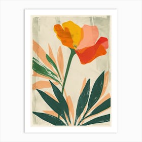 Botanical Tropical Leaves Groovy 6 Art Print