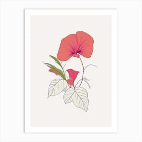 Impatiens Floral Minimal Line Drawing 3 Flower Art Print