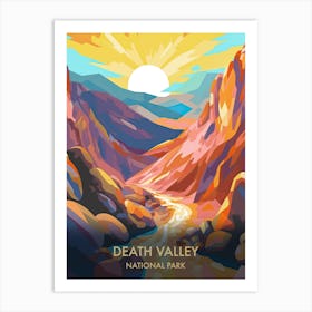 Death Valley Lake National Park Travel Poster Illustration Style 1 Art Print