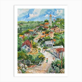 Storybook Illustration Mount Bonnell Austin Texas 2 Art Print