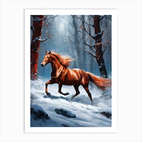 Horse In The Snow 1 Art Print