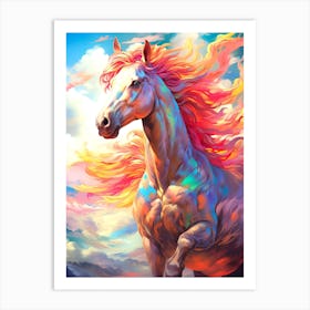 Horse With Rainbow Mane Art Print