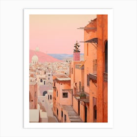 Agadir Morocco 4 Vintage Pink Travel Illustration Art Print