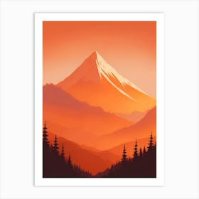 Misty Mountains Vertical Composition In Orange Tone 239 Art Print