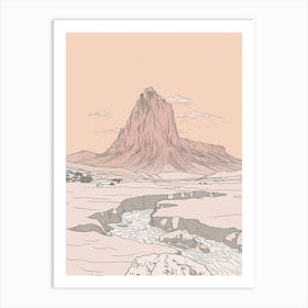 Mount Roraima Venezuela Brazil Color Line Drawing (5) Art Print